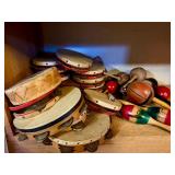 Large Estate Lot of Old Vintage Tambourines & Maracas