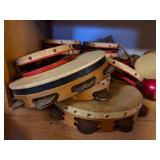 Large Estate Lot of Old Vintage Tambourines & Maracas