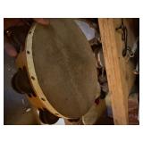 Large Estate Lot of Old Vintage Tambourines & Maracas