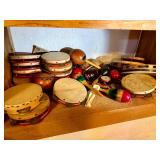 Large Estate Lot of Old Vintage Tambourines & Maracas