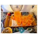 Nice Looking Vintage Mid Century Orange Juice Pitcher & Glasses Set