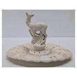 Vintage RED WING Art Pottery Deer Flower Frog w/Original Base