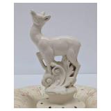 Vintage RED WING Art Pottery Deer Flower Frog w/Original Base