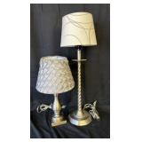 2 silver lamps