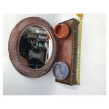 Mirror with shelf 2 pottery bowls