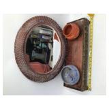 Mirror with shelf 2 pottery bowls