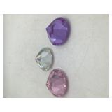 3 Glass Prismatic Crystal Paperweights