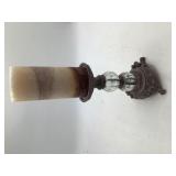 2 pillar candle holders with candles