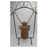 Vintage Terracotta Water Jug, Pottery dish, hat hanger