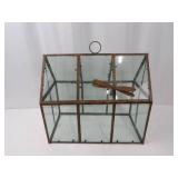 Terrarium Glass Display Cabinet with Rusted Iron Frame and Hanging Ring