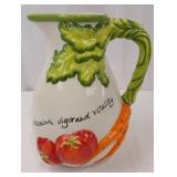 Pitcher - Vintage Ceramic Tomato & Carrot Motif with Vitamins, vigor and vitality