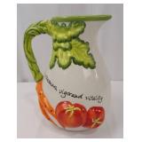 Pitcher - Vintage Ceramic Tomato & Carrot Motif with Vitamins, vigor and vitality