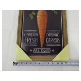 Carrots Chalkboard Sign - Garden Fresh Organic Carrots All Good, Wood Framed, 28 in Tall