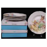 Pier 1 Hop Town Bunnies Salad Plates - 4-Piece Set - Rabbit Floral Design