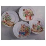 Pier 1 Hop Town Bunnies Salad Plates - 4-Piece Set - Rabbit Floral Design