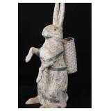 Three Rabbit Figurines with Baskets - Rustic Weathered Finish