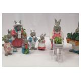 8-Piece Hand-Painted Rabbit Figurines Set - Resin Garden Easter Decor
