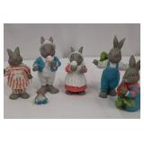 8-Piece Hand-Painted Rabbit Figurines Set - Resin Garden Easter Decor