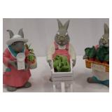 8-Piece Hand-Painted Rabbit Figurines Set - Resin Garden Easter Decor