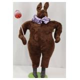 Brown Plush Bunny - Purple Scarf, Glitter Lollipop Wand, Basket & Green Base