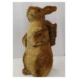 Vintage Felt Rabbit with Wicker Backpack - Primitive Folk Art Figurine