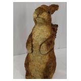 Vintage Felt Rabbit with Wicker Backpack - Primitive Folk Art Figurine