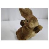 Plush Rabbits Pair - Brown/Tan with Woven Straw Baskets