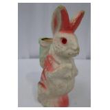 Vintage Ceramic Rabbit Planter - Pink & Green Accents
