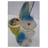 Easter Bunny Planter - Vintage Blue Ceramic Rabbit, 11 inches tall
