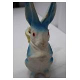 Easter Bunny Planter - Vintage Blue Ceramic Rabbit, 11 inches tall