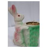 Vintage German Paper Mache Easter Bunny Candy Holder - 9.5 in tall