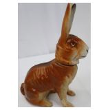 Antique German Hand-Painted Ceramic Rabbit Figurines - Pair, 7¼ in & 6½ in Tall