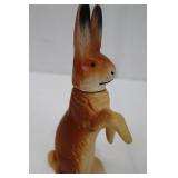 Antique German Hand-Painted Ceramic Rabbit Figurines - Pair, 7¼ in & 6½ in Tall
