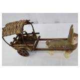 Rabbit with Wagon - Vintage German Paper Mache, 52 Inches Long