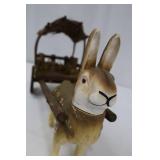 Rabbit with Wagon - Vintage German Paper Mache, 52 Inches Long