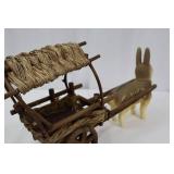 Rabbit with Wagon - Vintage German Paper Mache, 52 Inches Long