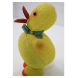 Vintage German Paper Mache Duck Figurine - 5 in Tall, Yellow with Red Beak