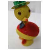 Vintage German Paper-Mache Easter Chick in Egg Shell on Stand