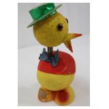 Vintage German Paper-Mache Easter Chick in Egg Shell on Stand