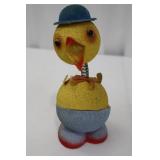 Vintage Chick Bobblehead - 7" Tall Yellow Spring-Neck with Blue Hat on Egg Base