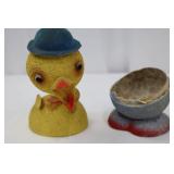 Vintage Chick Bobblehead - 7" Tall Yellow Spring-Neck with Blue Hat on Egg Base