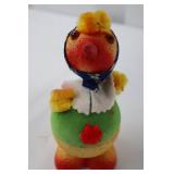 Vintage 1950s German Felt Bird Plush - Floral Blue Scarf, 5 Inches Tall