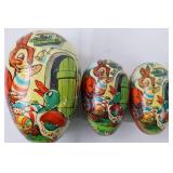 Vintage Hand-Painted Easter Egg Nesting Set - Rabbit & Duck Scene (3-Piece)