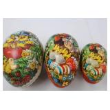 Vintage West German Paper Mache Easter Eggs - Chick & Egg Scenes (Lot of 3)