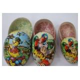 Vintage West German Paper Mache Easter Eggs - Chick & Egg Scenes (Lot of 3)