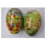 Pair of West German Vintage Easter Eggs - Hand-Painted Scenes