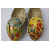 Pair of West German Vintage Easter Eggs - Hand-Painted Scenes