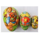 Vintage West German Paper Mache Easter Eggs - Set of 3: Large 5.5 in, Medium 4.5 in, Small 3.5 in