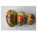 Vintage West German Paper Mache Easter Eggs - Set of 3: Large 5.5 in, Medium 4.5 in, Small 3.5 in
