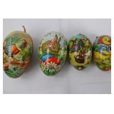 Vintage West German Paper-Mache Easter Eggs - Set of 4, Mixed Sizes (4-4.5 in & 3.5 in)